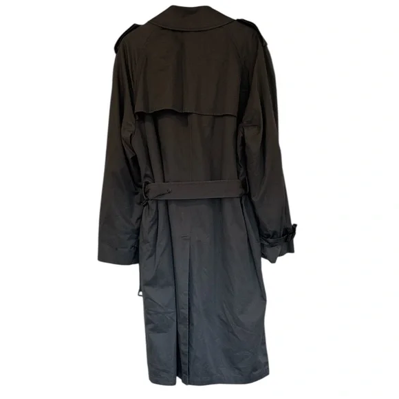 London Fog by Greenwood Charcoal Classic Wool Lined Trench Coat Size 42 Reg.